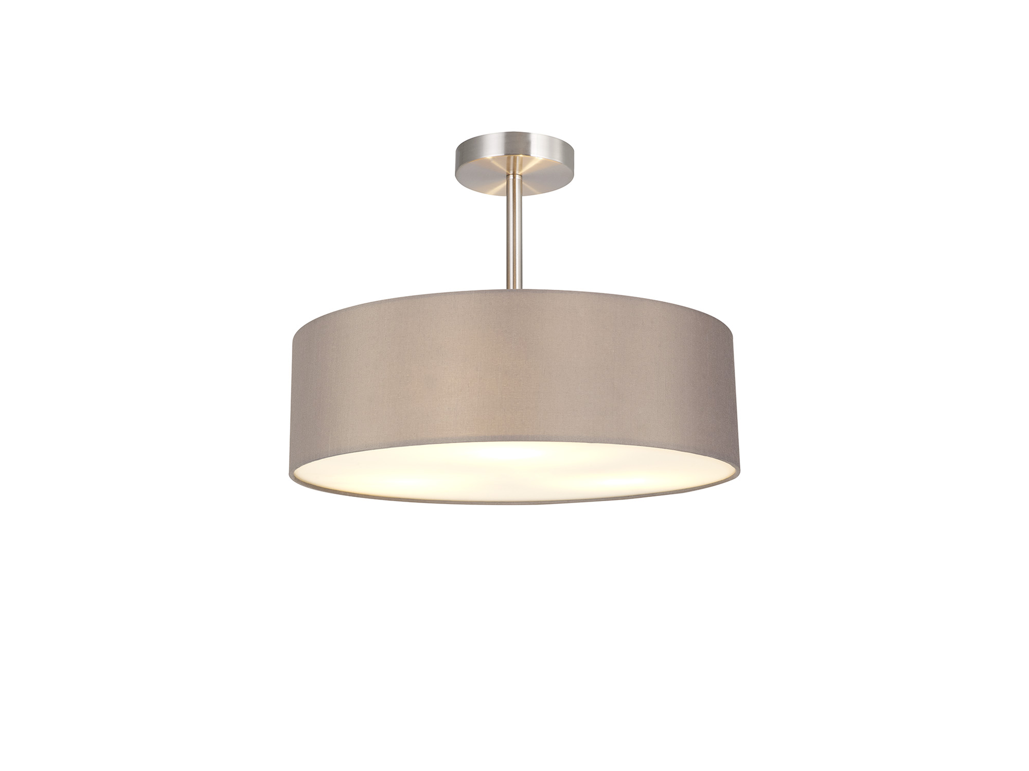 DK0714  Baymont 45cm Semi Flush 3 Light Satin Nickel, Grey/White